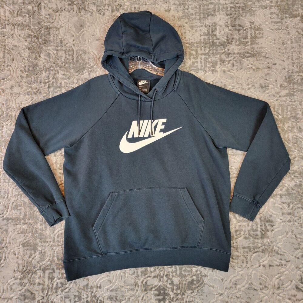 Nike Sportswear Hoodie Womens Large Blue Essential Fleece Pullover  BV4126